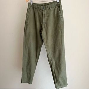 Olive green linen blend casual pants